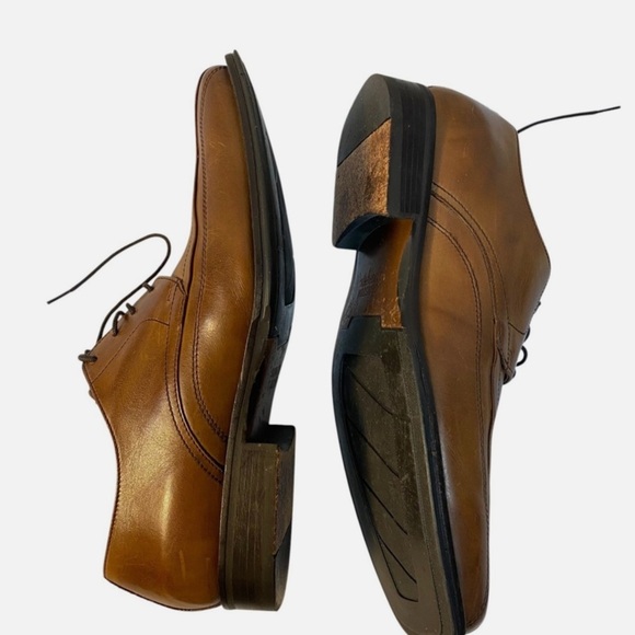 Johnston & Murphy Men's Brown Leather Dress Oxfords Square Bicycle Toe Shoes 8.5 - Picture 4 of 9